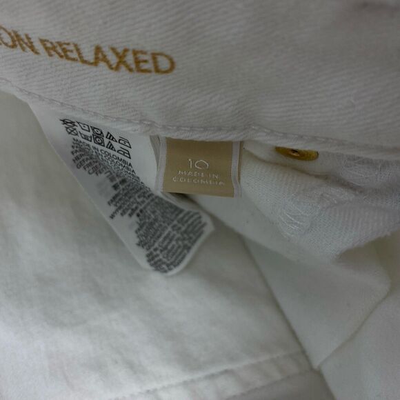 M Michael Kors Dillon Relaxed Ankle Jeans Women size 10 White Destressed Denim - Picture 12 of 14